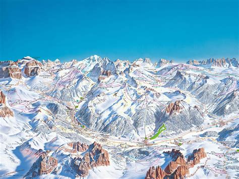 Ski Area Val Di Fassa Mappa Piste Sci Inverno