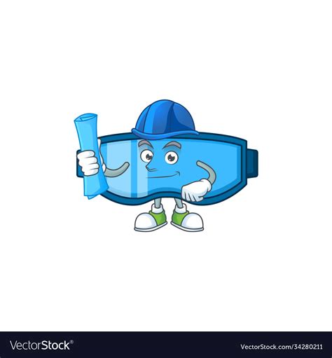 Talented Architect Safety Glasses Cartoon Design Vector Image