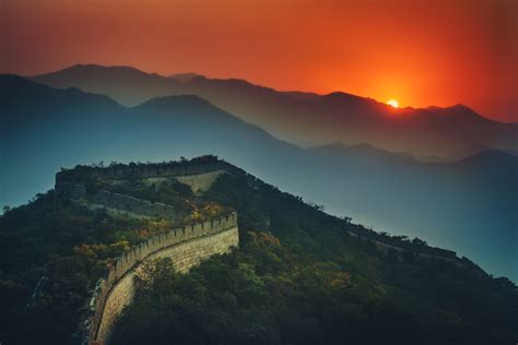 375x667 Resolution Great Wall Of China During Sunrise Hd Wallpaper