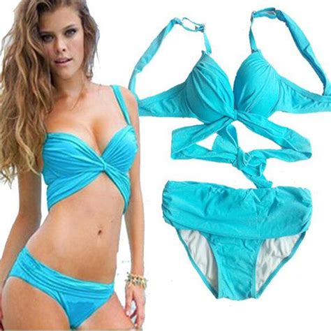 Newest Cheap Bikinis Swimsuit Two Piece Split Swimwear Push Up Ruffled Biquinis Brazilian