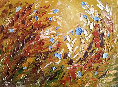 Blue Flowers Abstract Painting Painting By Ekaterina Chernova Fine Art America