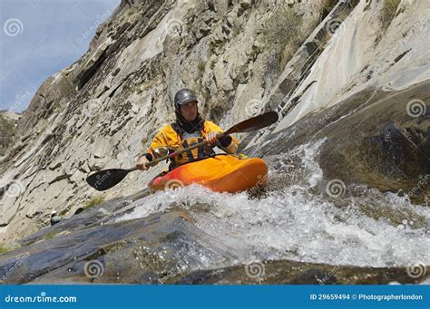 Man Kayaking In Mountain River Stock Photo Image Of Kayaking Kayak