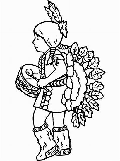 Coloring Native American Pages Boy Americans Bear