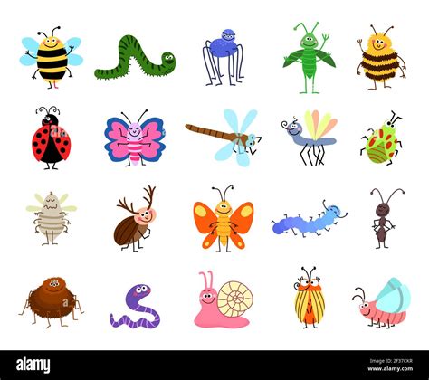 Funny Bugs Vector Cute Bugs And Insects Isolated On White Background