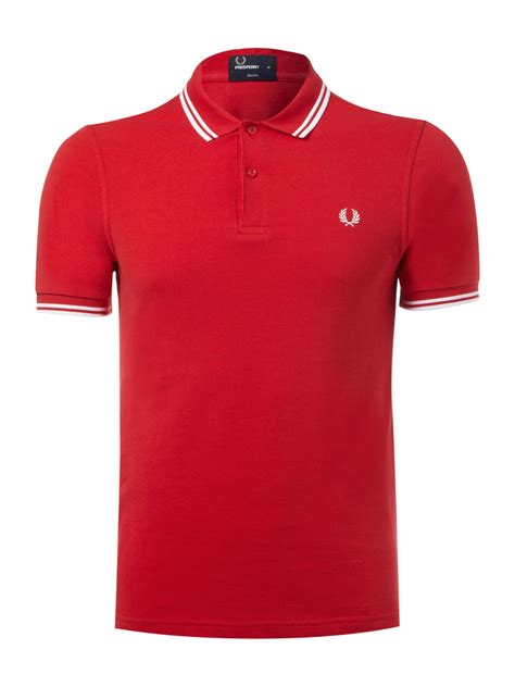 Fred Perry Slim Fit Twin Tipped Polo In Red For Men Lyst