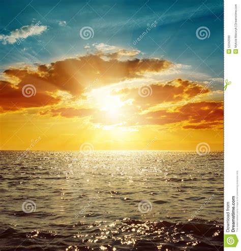 Orange Sunset Over Sea Stock Photo Image Of Natural 52342090