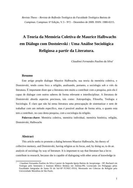 A Teoria Da Memória Coletiva De Maurice Halbwachs Revista Theos