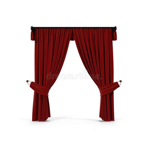 Red Curtain Isolated On A White Front View 3d Illustration Stock
