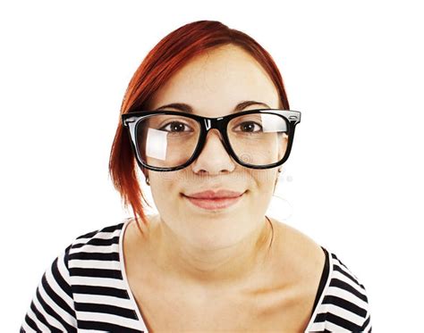 Portrait Of A Girl Teenager In A Big Black Glasses Stock Image Image