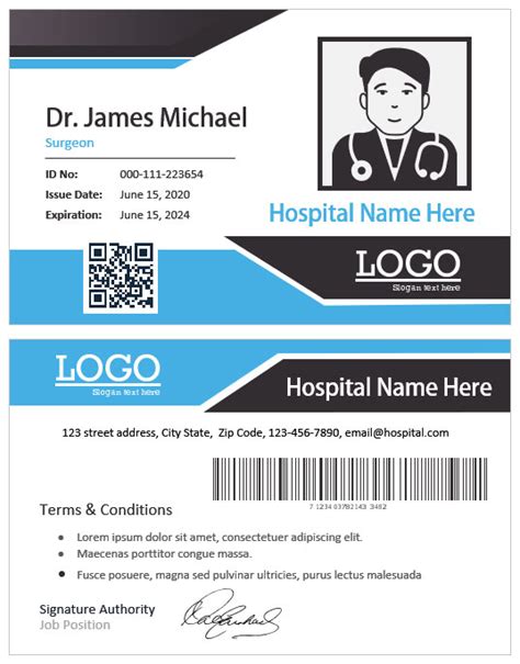 12 Hospital Id Card Templates Formats For Ms Word Id