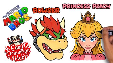 Draw Princess Peach And Bowser From Super Mario Bros Movie Youtube