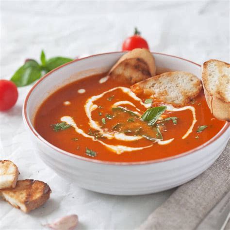 Tomato Soup From Fresh Ripe Tomatoes Vibrant Plate