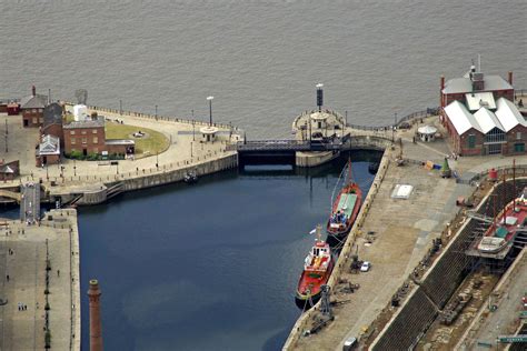 Canning Dock Lift Bridge And Dock In Liverpool Gb United Kingdom