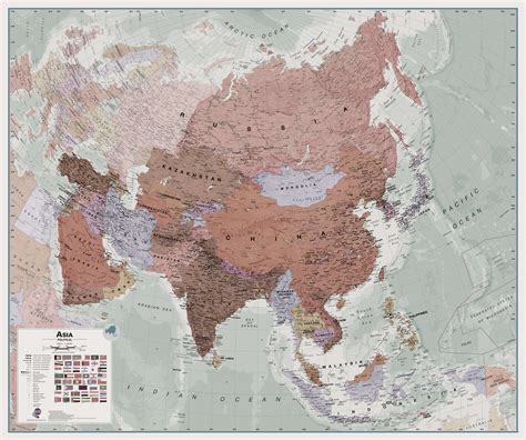 Executive Asia Wall Map Political