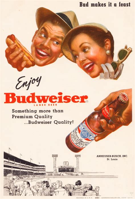 1955 Vintage Budweiser Ad Metal Sign Row One Brand