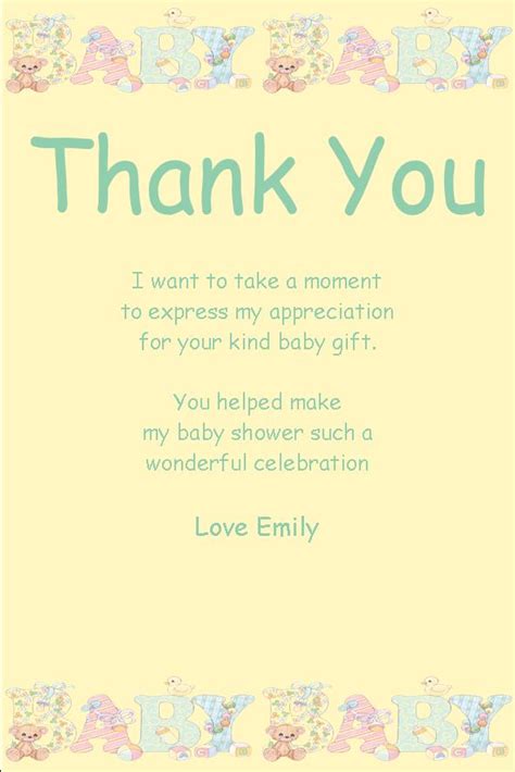 Finding out what to write in a baby shower card she's already so loved. Personalised Baby Shower Thank You Card Design 10