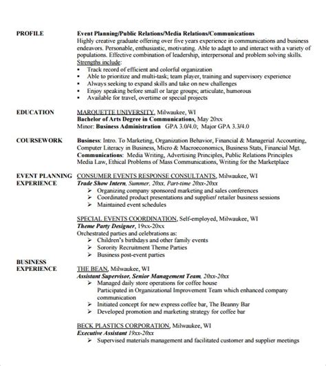 Free 8 Sample Event Planner Resume Templates In Pdf