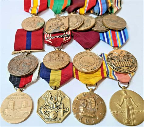 14 X Vintage Ww2 Era Us Navy And Army Uniform Medals Including Gulf War