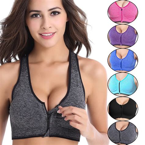 sexy women s sports yoga blouse bra running gym workout front zipper fitness sports shirt women