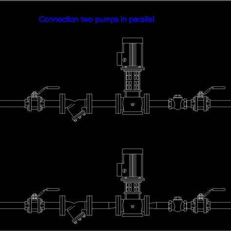 Two Pumps In Parallel Connection Boiler Feed Dwg Block For Autocad