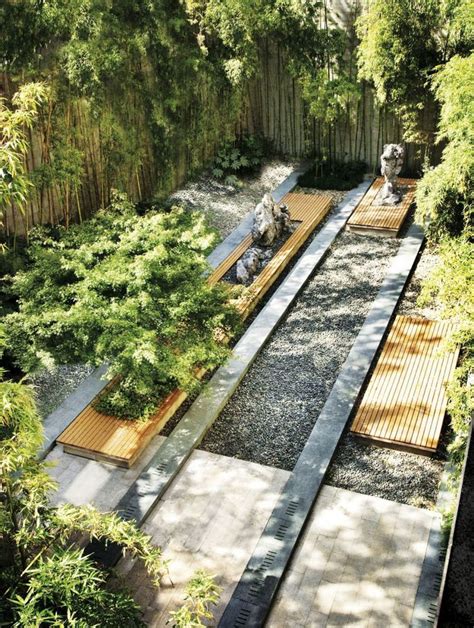 Interesting Cool Linear Garden Design With Water Feature A