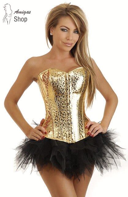 faux leather overbust corset gold showgirl clubwear burlesque sexy