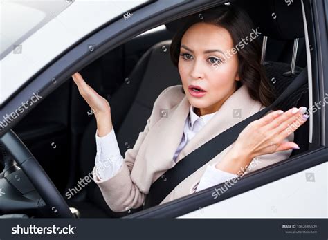 Young Pretty Woman Driver Driving Car Stock Photo Edit Now 1062686609