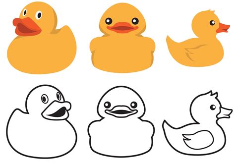 Rubber Duck Color And Outline Vector 90755 Vector Art at Vecteezy
