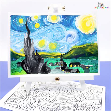 Van Gogh Inspired Starry Night Templates Arty Crafty Kids