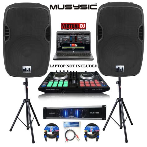 Dj Speaker 4500w Amp Dj Midi Controller W 8 Touch Pads 15 Musysic