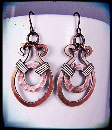 Handmade Hammered Copper Earrings Etsy