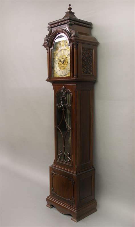A Fine Late 19th Century English Carved Nine Tube Longcase Grandfather