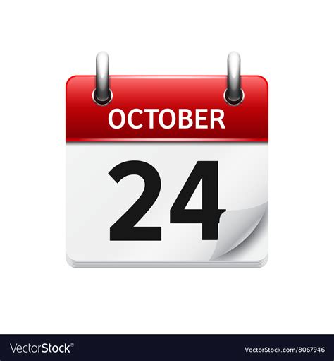 October 24 Flat Daily Calendar Icon Date Vector Image