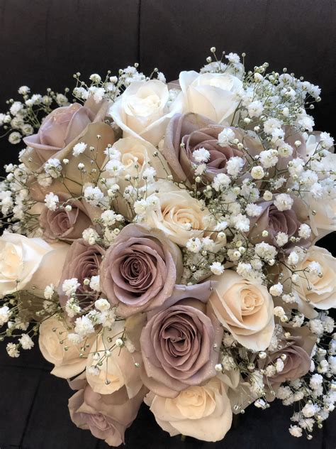 Amnesia And Vendela Roses With Babys Breath Bridal Bouquet Rose