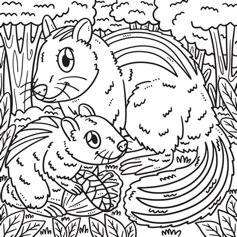 Mother Chipmunk And Baby Chipmunk Coloring Page 17197929 Vector Art At