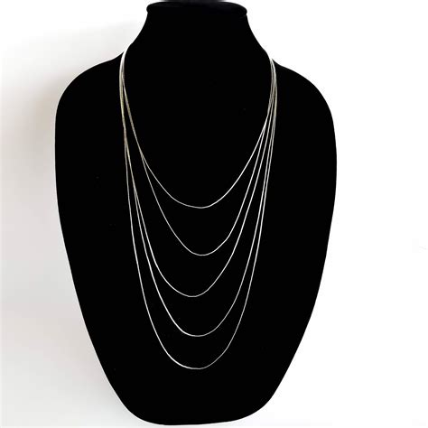 Liquid Silver Long Layered Necklace In Sterling Silver