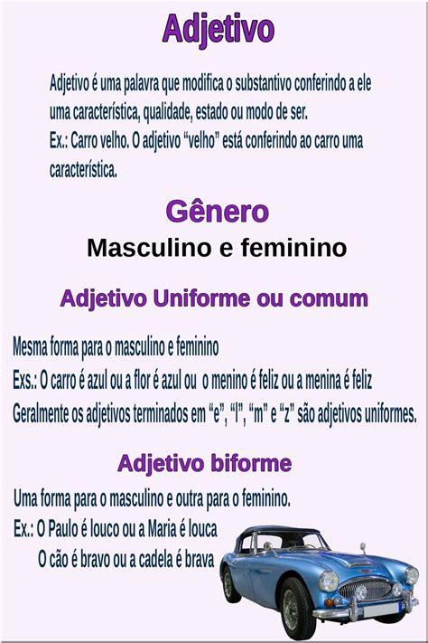 Na Postagem Eu Explico Sobre Todos Os Tipos De Adjetivo Aqui Temos Os G Neros Masculino E