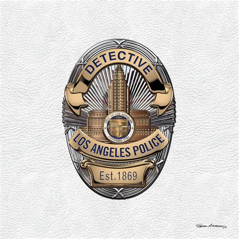 Los Angeles Police Department L A P D Detective Badge Over White