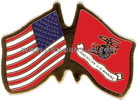 United States And Usmc Crossed Flags Lapel Pin