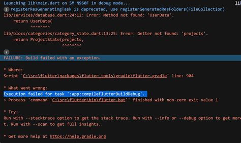 Flutter Error During Debug Session Execution Failed For Task App My