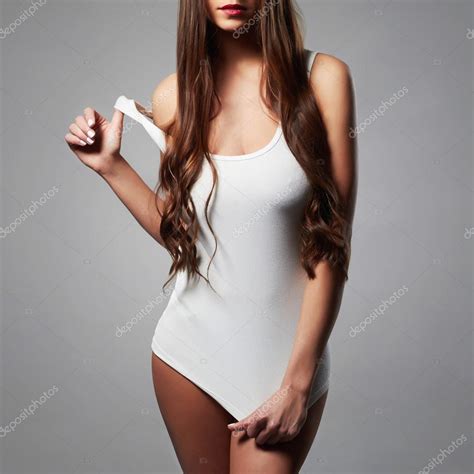 Fille Sexy Dans Un Blanc T Shirtperfect Corps Jeune Femme Image Libre De Droit Par
