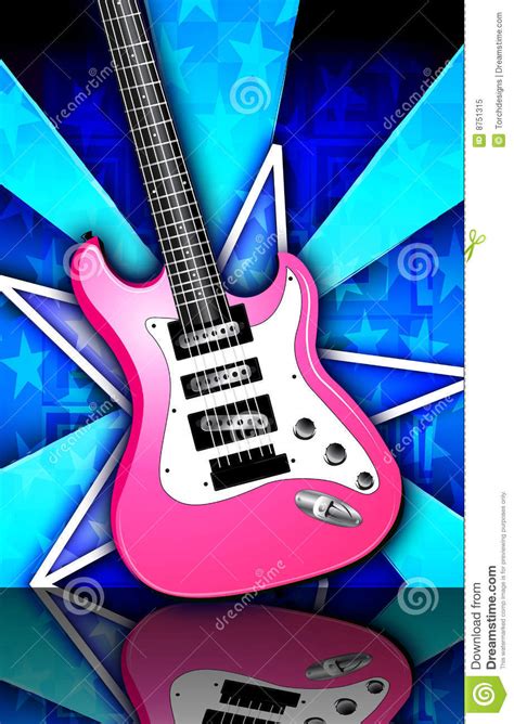 Star Burst Pink Rock Guitar Illustration Royalty Free