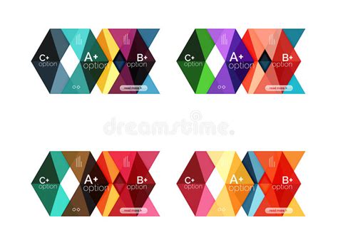 Vector Collection Of Colorful Geometric Shape Infographic Banners Stock