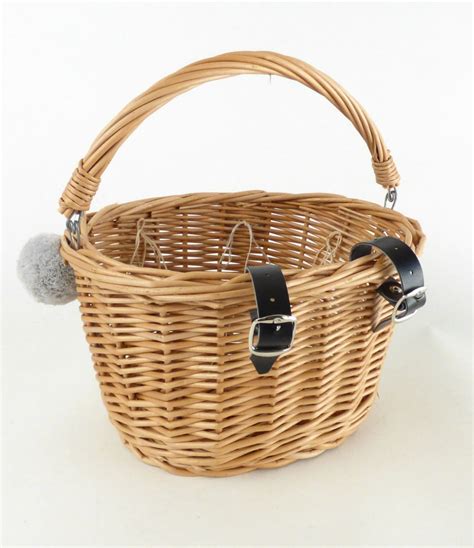 Wiklibox Wicker Bike Basket For Kids In Natural Color Mounted On The