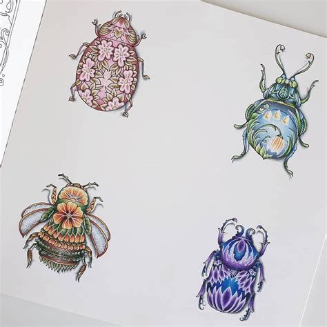 World of flowers coloring book with prismacolor. Finished bugs from Johanna Basford's World of Flowers🐞 ...