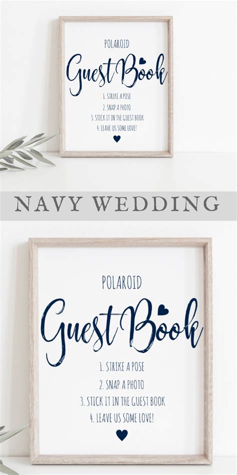 How do i print out the chalkboard wedding photo guest book sign? A fully editable polaroid photo guest book sign template with an elegant navy script ...