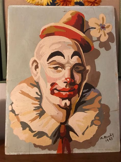 Vintage Clown Paint By Number Pbn Painting Kitsch Art Etsy Kitsch