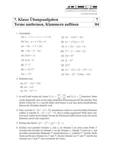 (2004) lineare gleichungssysteme / aufgaben. Terme Und Gleichungen Klasse 8 Arbeitsblätter Pdf - Worksheets