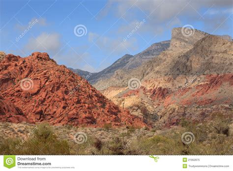 Red Rock Landscape In The Desert Of Nevada Usa Stock