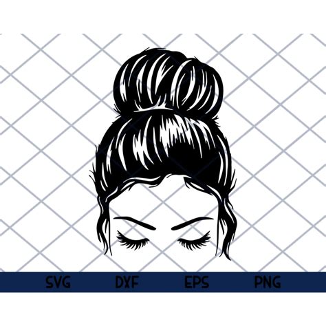 Messy Bun Svg Hair Bun Svg Girl With Lashes Svg Eps Png Etsy The Best